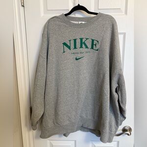Nike Women's Gray Sweatshirt with Green Logo